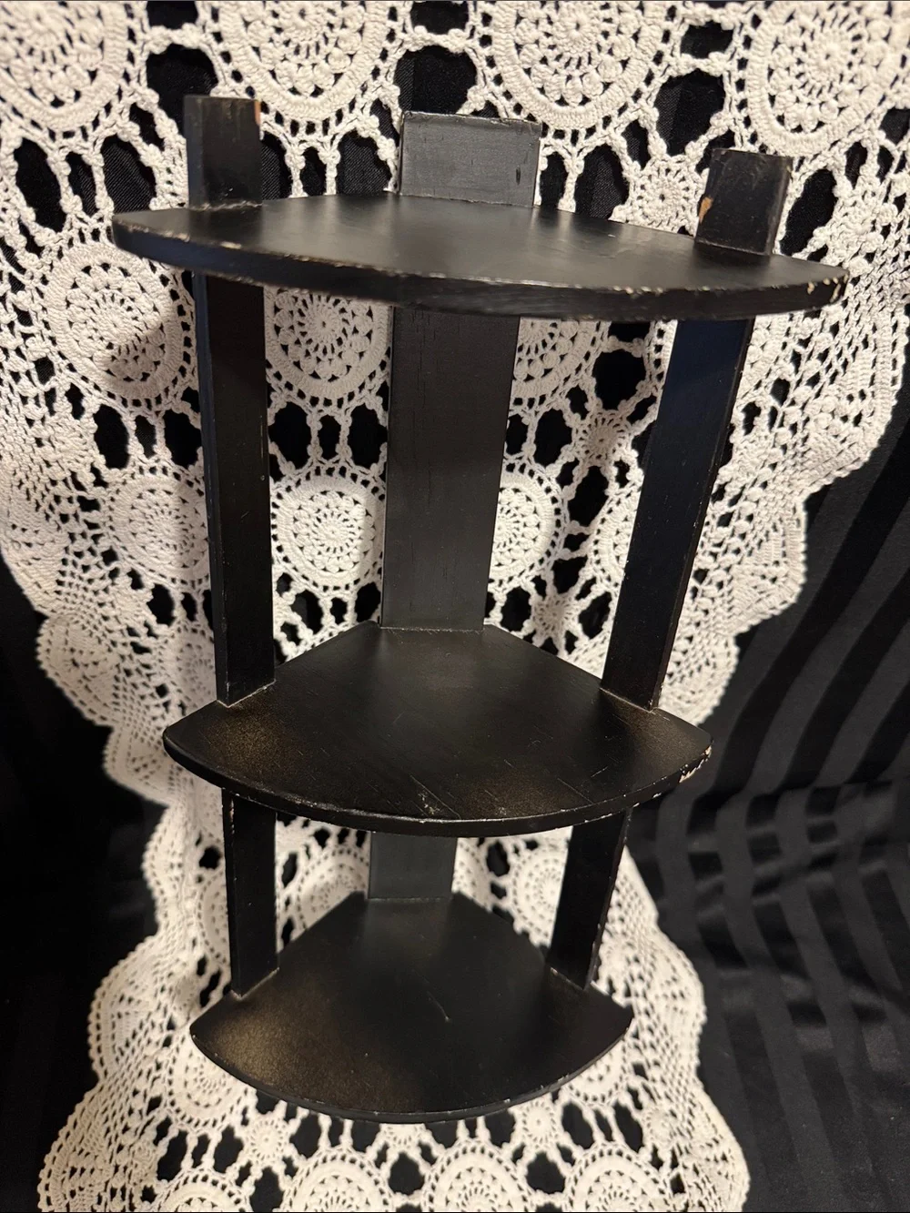 Black Homemade Wooden Corner Shelf - 3-Tier